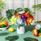 24-Piece Hawaiian Flower Table Centerpieces - Artificial Tropical Palm Leaves & Silk Hibiscus Flowers - Vibrant Luau Party Decorations for Safari, Jungle, Beach BBQ, and Summer Birthday Table Decor
